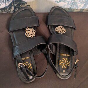 🖤 Sam & Libby Black Strappy Sandals with Gold Accent — Size 8.5